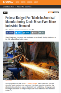 Federal Budget For 'Made In America' Manufacturing Could Mean Even More Industrial Demand