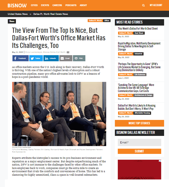 The View From The Top Is Nice, But Dallas-Fort Worth’s Office Market Has Its Challenges, Too