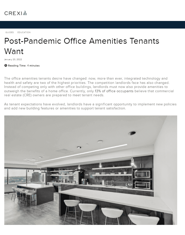 Post-Pandemic Office Amenities Tenants Want
