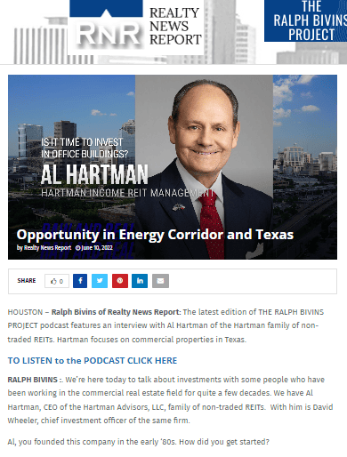 Al Hartman: Office Investing Opportunity in Energy Corridor and Texas