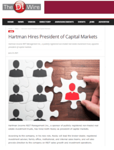 Hartman Hires President of Capital Markets