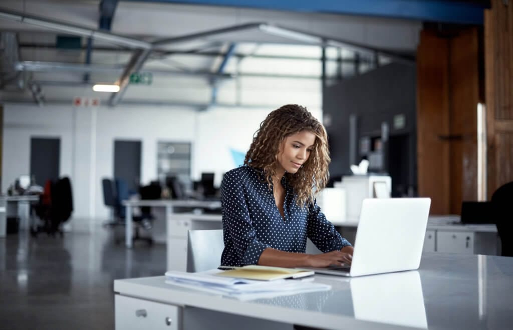 Dedensification gives woman working in office more space